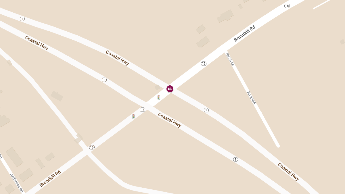 Accident with Injuries on Rt 1 at Broadkill Rd