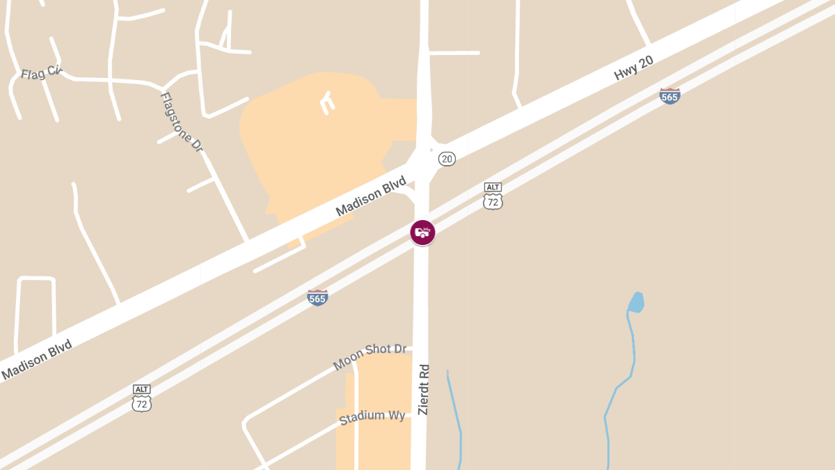 Auto Accident on I-565 WB at Madison Blvd