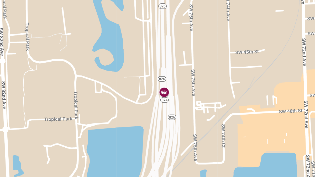 Auto Crash on SR-874 NB near Bird Rd