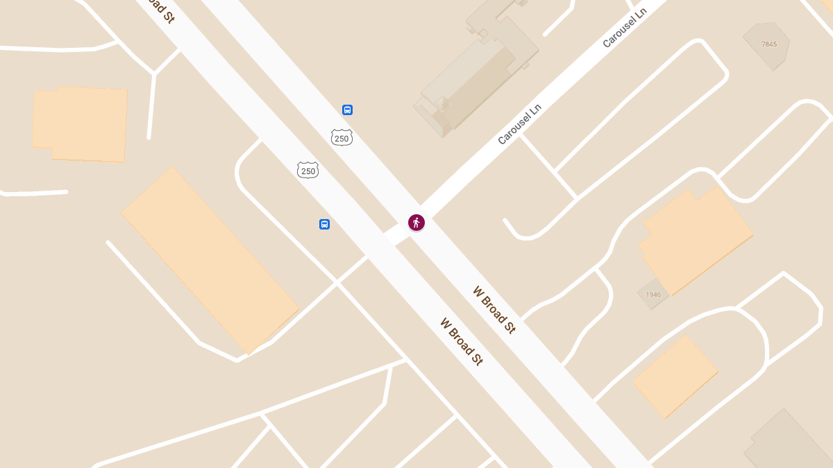 Auto-Pedestrian Injury Crash at W Broad St & Carousel Ln