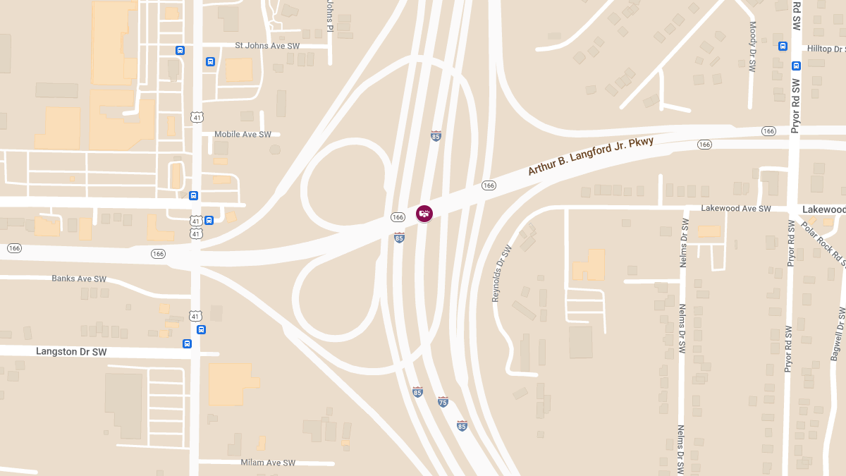 Car Collision With Injuries at I-85 N & Arthur Langford Pkwy W