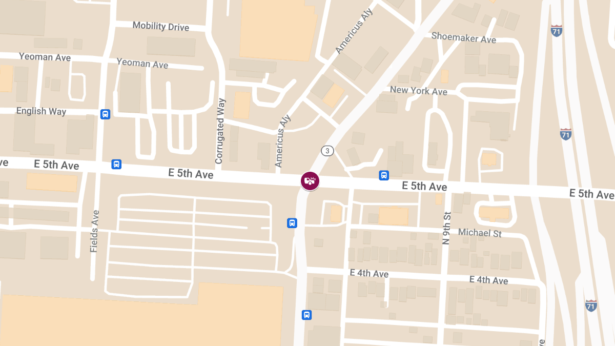 Car Collision with Injuries at E 5th Ave & Cleveland Ave