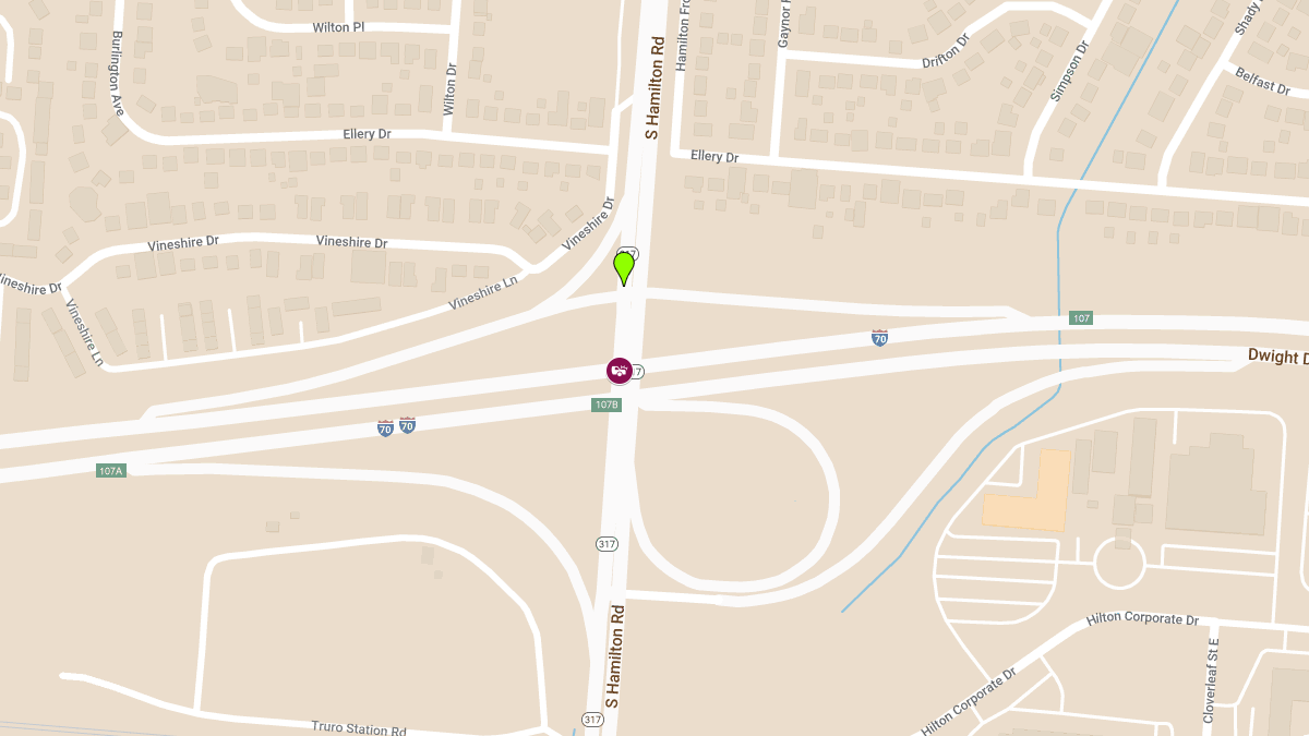 Car Crash with Injuries at I-70 E & S Hamilton Rd