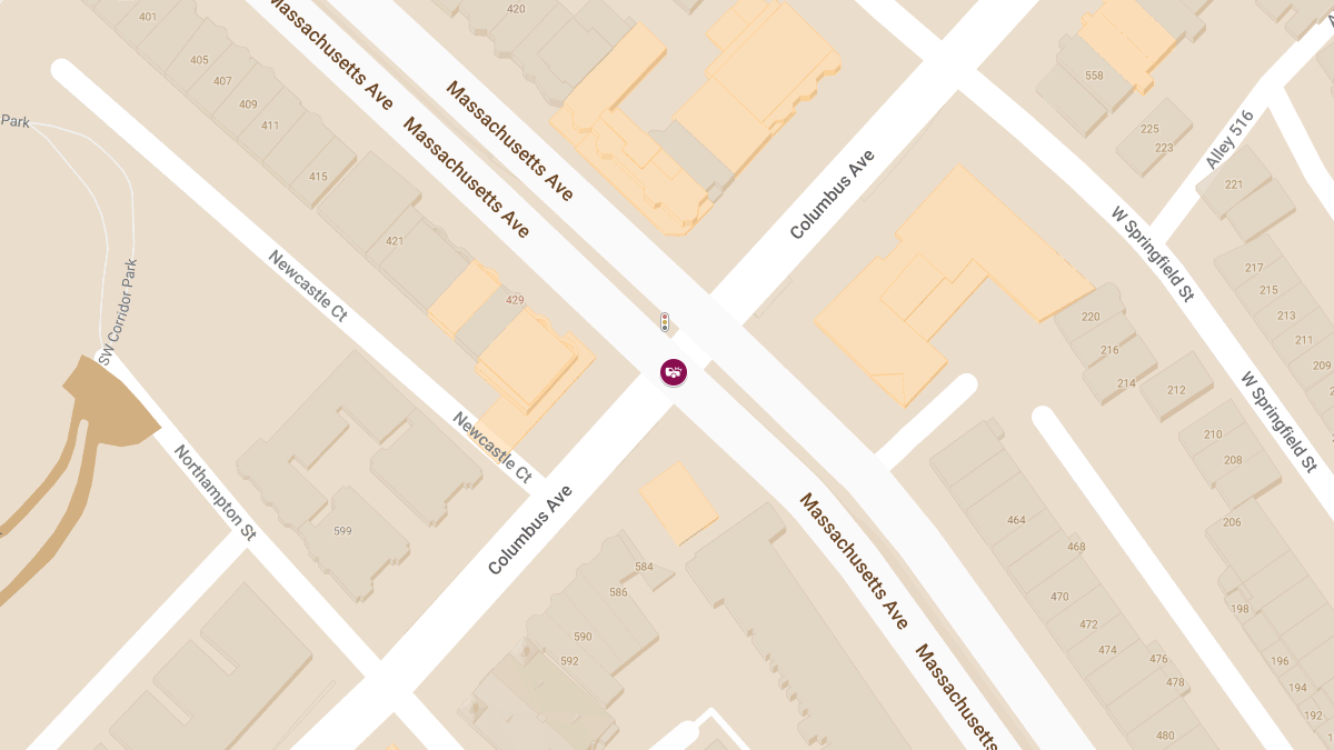 Car Crash with Injuries at Massachusetts Ave & Columbus Ave