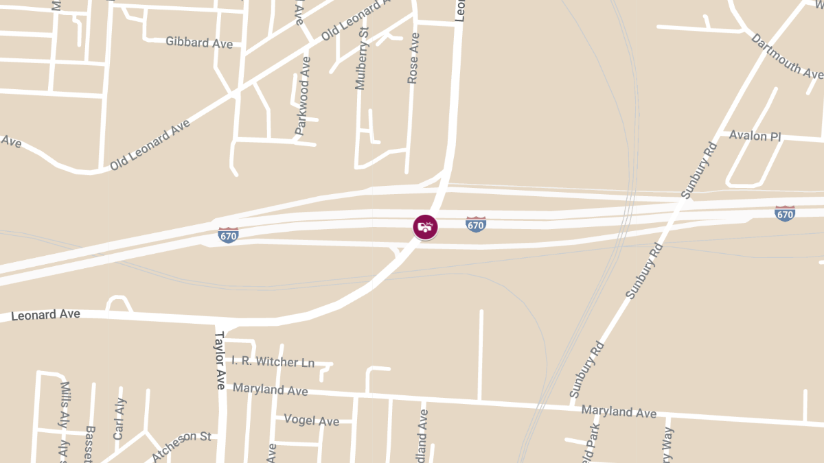 Collision With Injuries on I-670 E at Leonard Ave