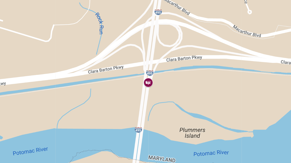 Collision on I-495 Between River Rd & Clara Barton Pkwy Sends 2 to Hospital