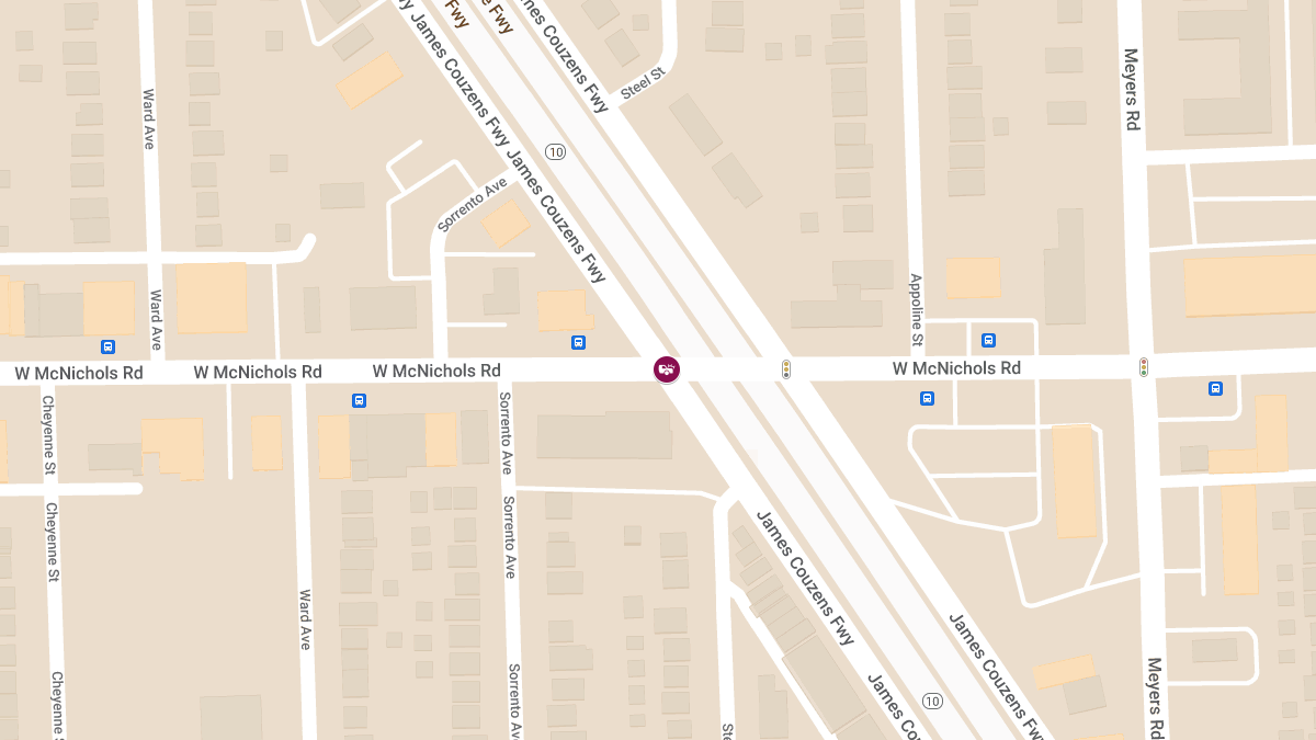 Collision with Injuries Reported at W McNichols Rd & James Couzens Fwy