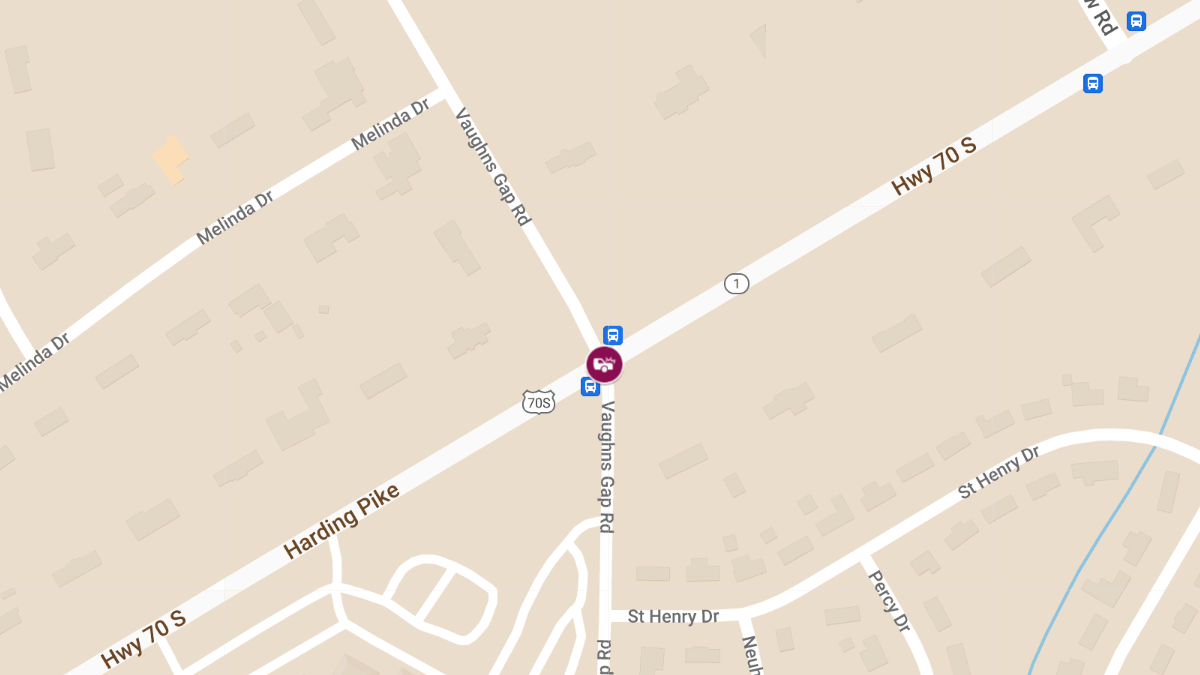 Collision with Injuries at Vaughns Gap Rd & Harding Pike
