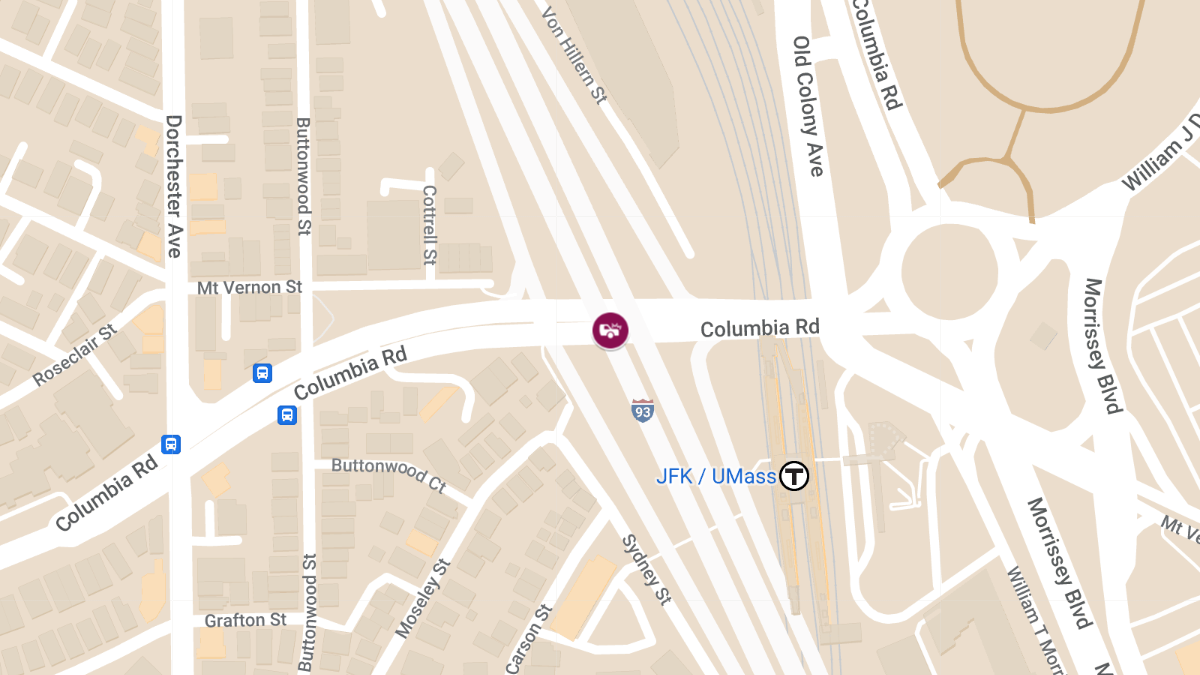 Collision with Injuries on I-93 South at Columbia Rd