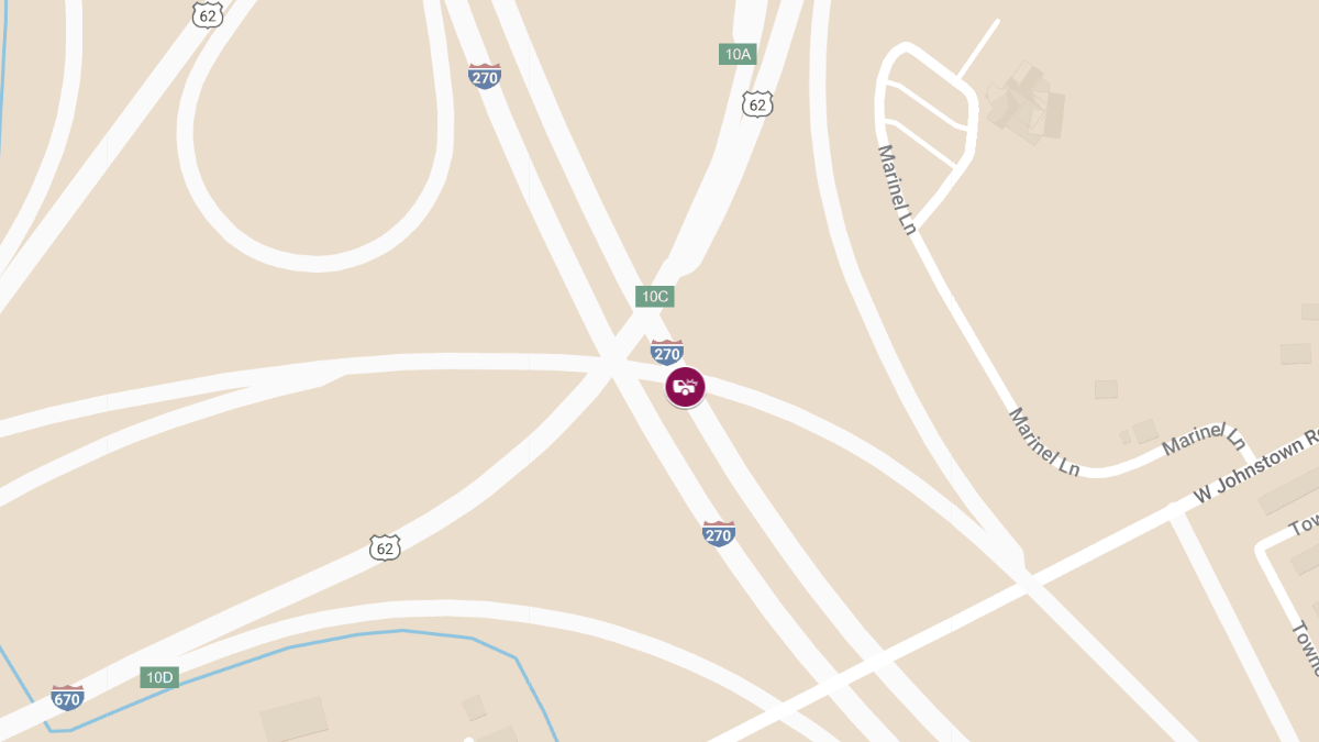 Crash With Injuries on I-270 SB at Mile Marker 43