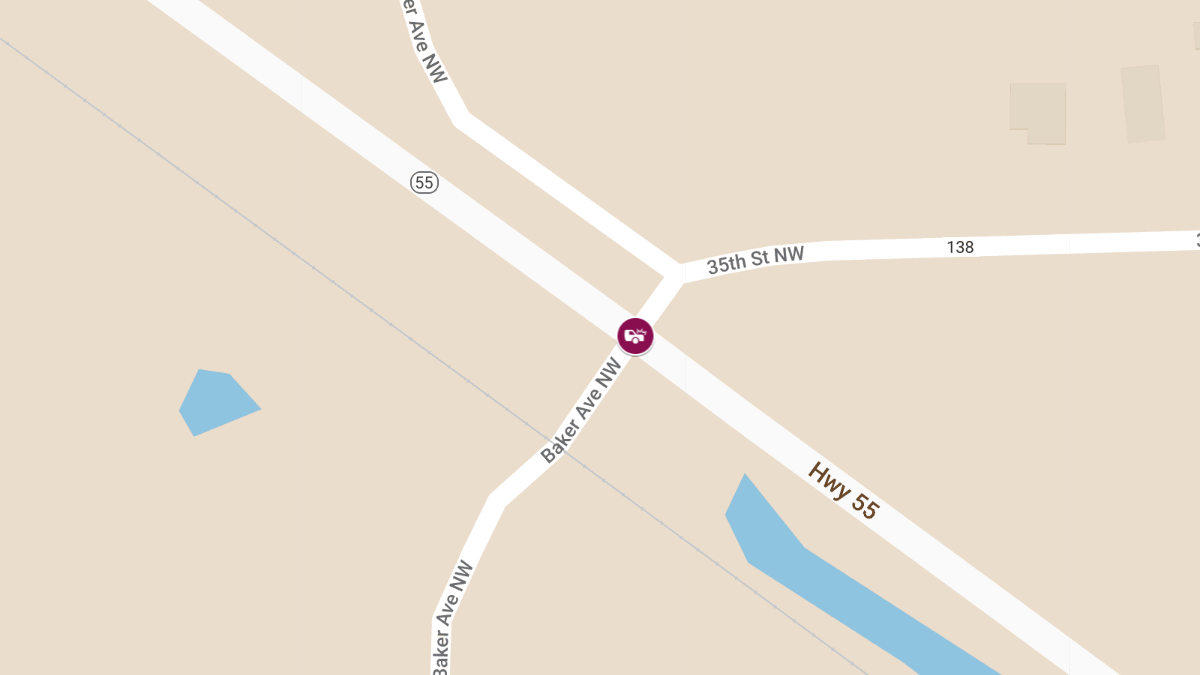 Crash at Hwy 55 & Baker Ave NW Causes Injuries