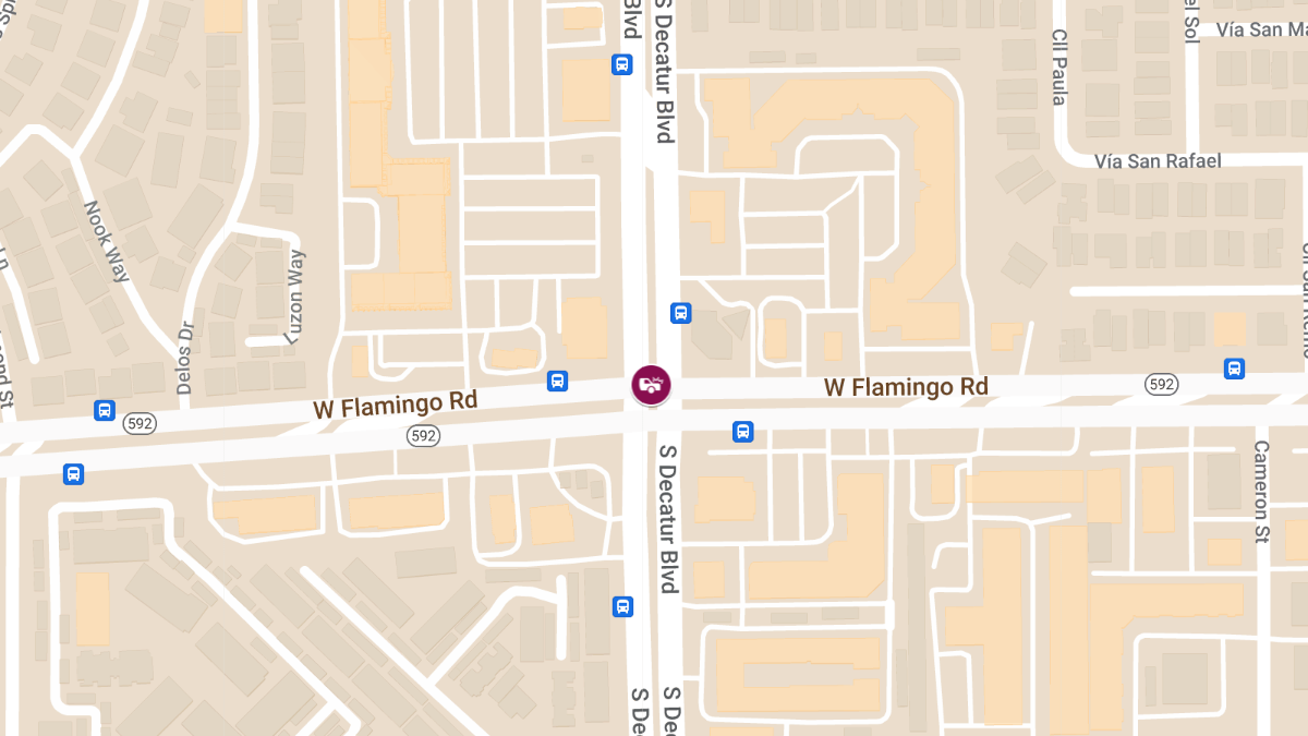 Crash at S Decatur Blvd and W Flamingo Rd Causes Injuries