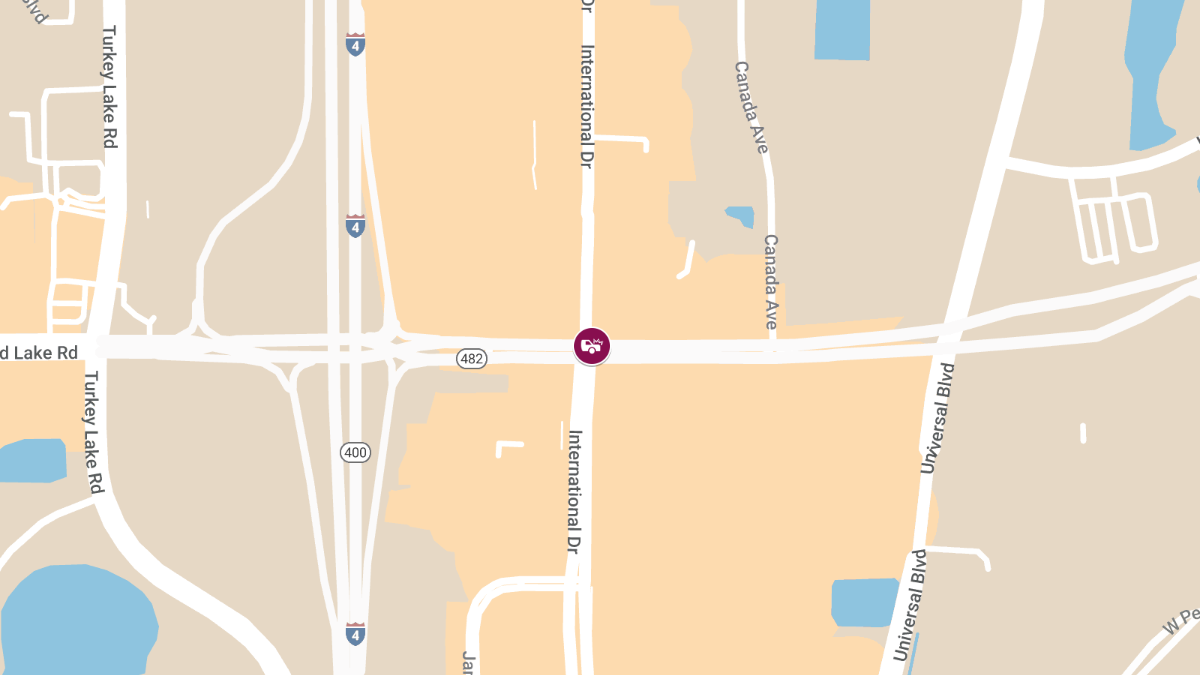 Crash with Injuries Causes Roadblock on W Sand Lake Rd at International Dr