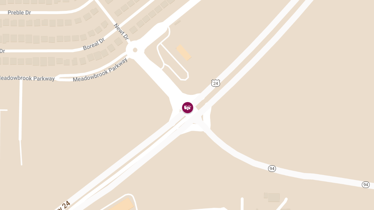 Crash with Injuries Involving State Patrol Trooper on Hwy 24 at Newt Dr