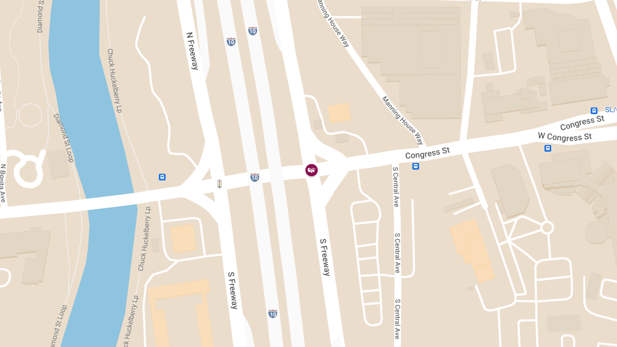 Crash with Injuries at Congress St and I-10 Frontage Rd