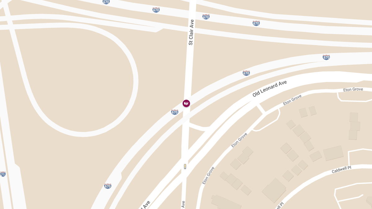 Crash with Injuries at I-670 W & Saint Clair Ave in Bronzeville