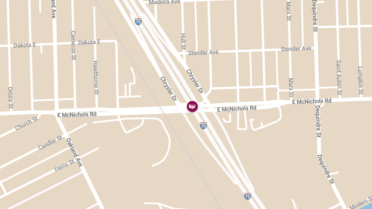 Crash with Injuries at Interstate Highway 75 N & E McNichols Rd