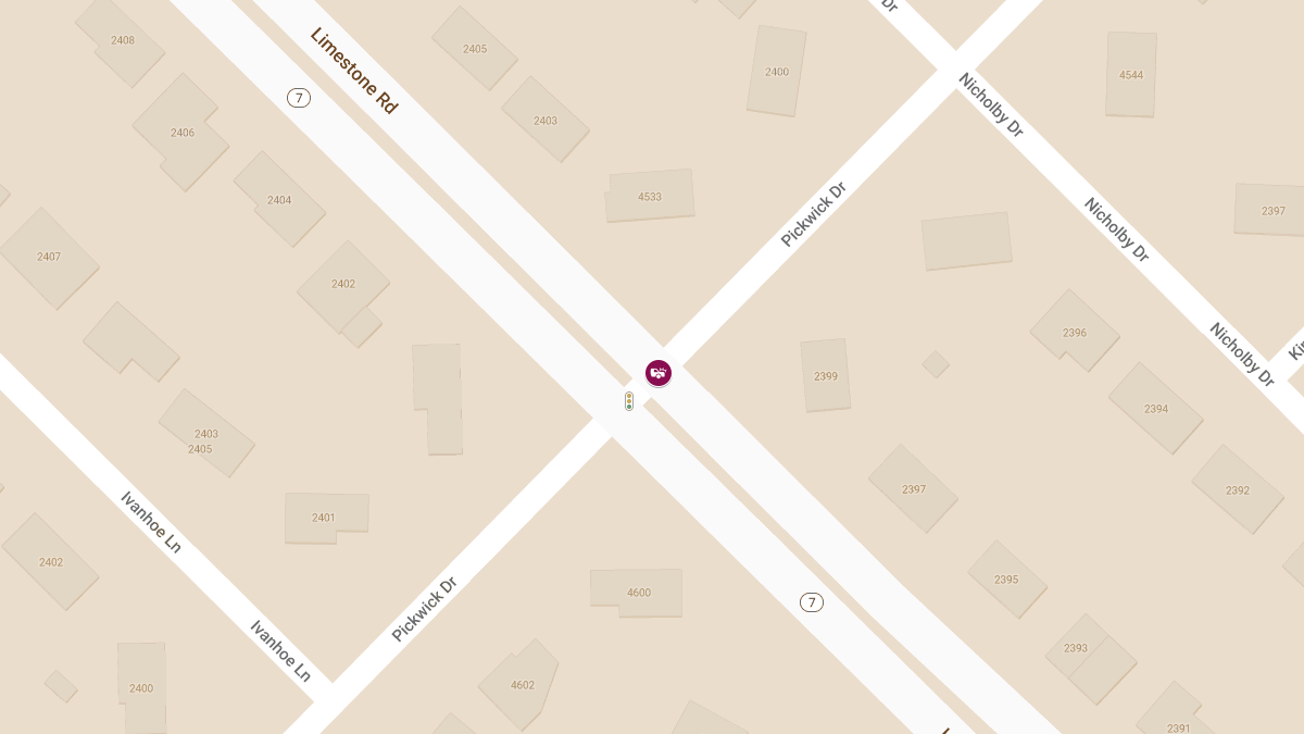 Crash with Injuries at Limestone Rd & Pickwick Dr