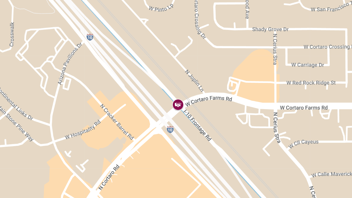 Crash with Injuries at N I-10 Frontage Rd and N Cortaro Rd