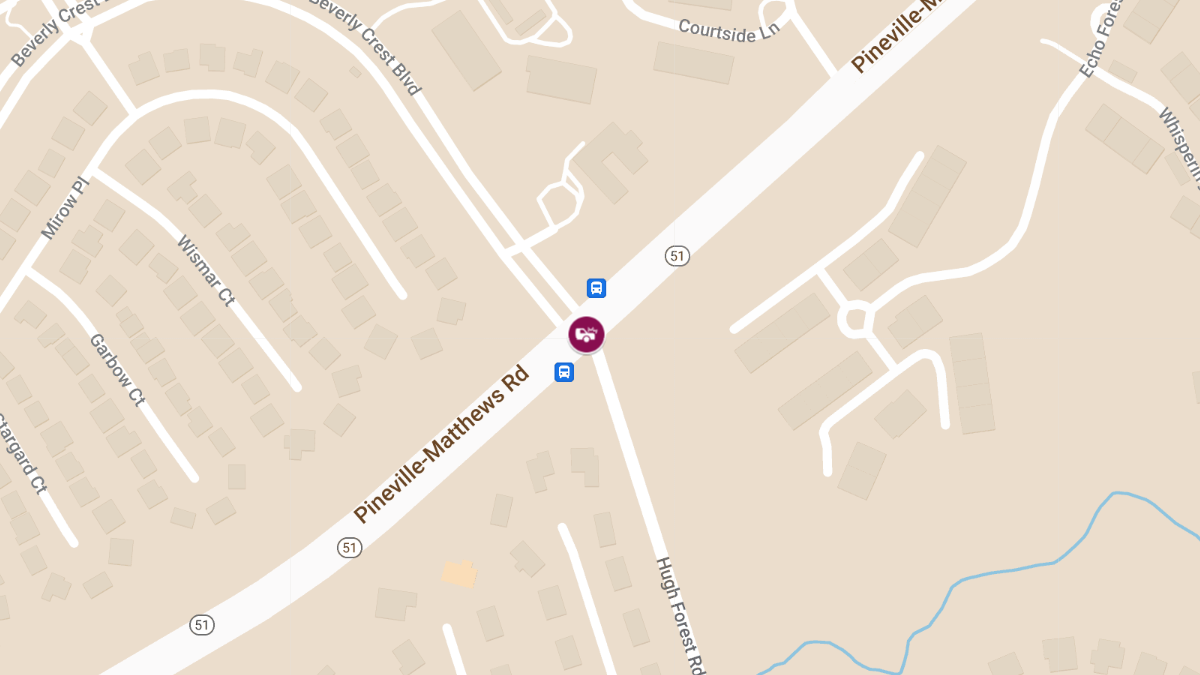 Crash with Injuries at Pineville-Matthews Rd & Beverly Crest Blvd