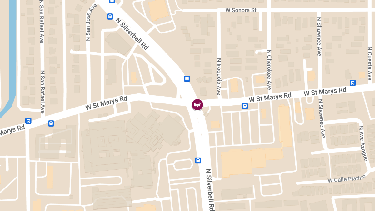 Crash with Injuries at St Marys Rd & Silverbell Rd