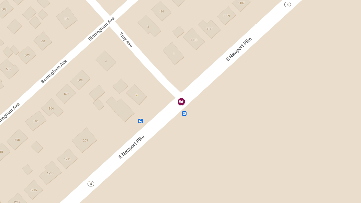 Crash with Injuries on East Newport Pike (Route 4) at Troy Ave