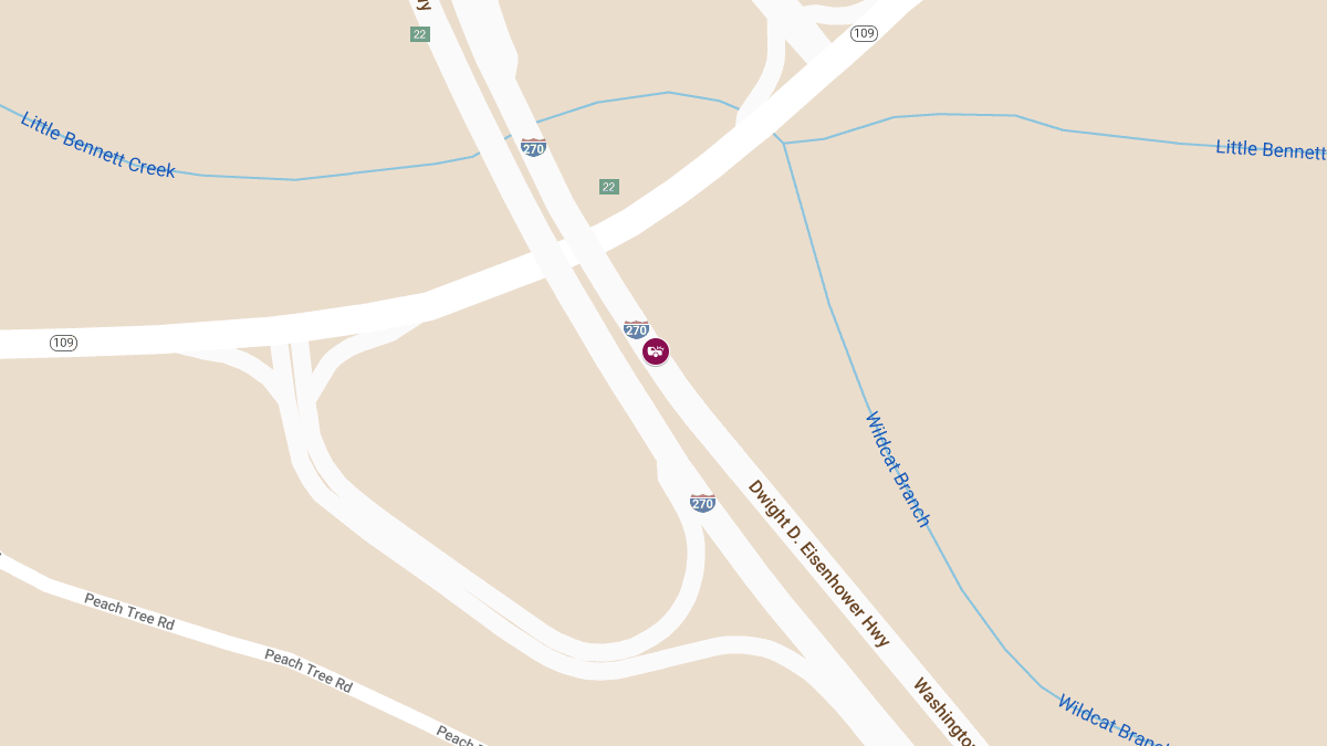 Crash with Injuries on I-270 NB near MD-109