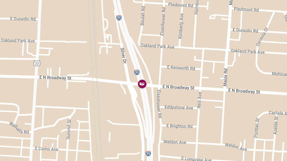 Crash with Injuries on I-71 N at E North Broadway St