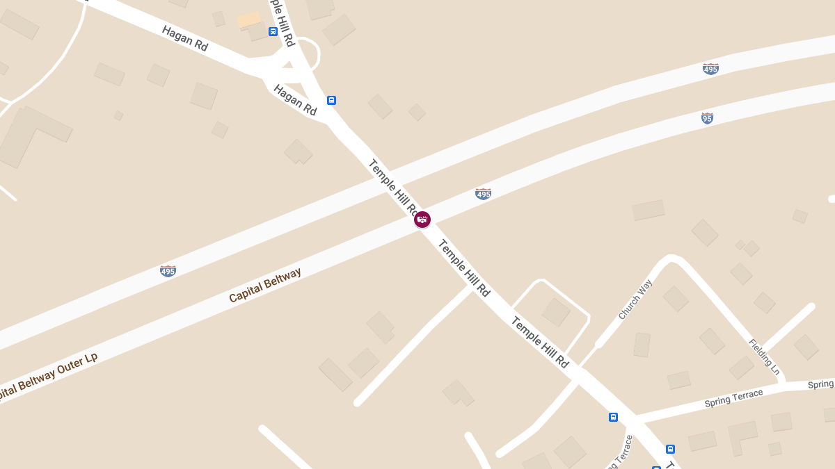 Crash with Injury on I-95495 NB at Temple Hill Rd Overpass