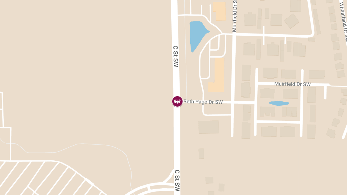 Driver Ejected in Two-Car Crash at C St SW and Beth Page Dr SW