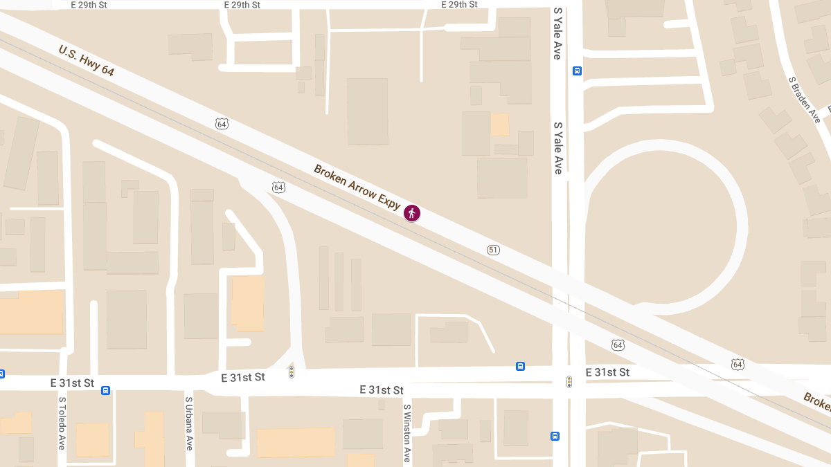 Fatal Pedestrian Accident on Broken Arrow Expressway Near South Yale Ave