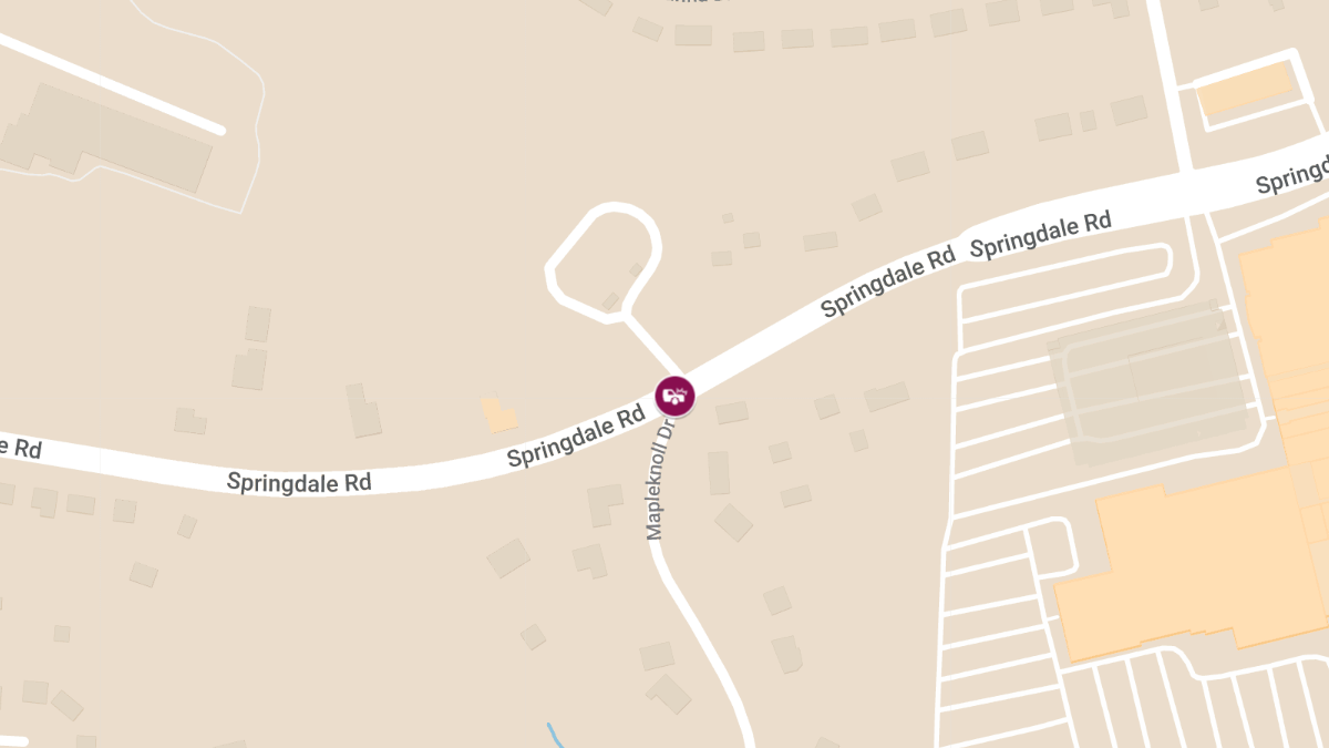 Head-On Collision with Injuries on Springdale Rd near Mapleknoll Dr