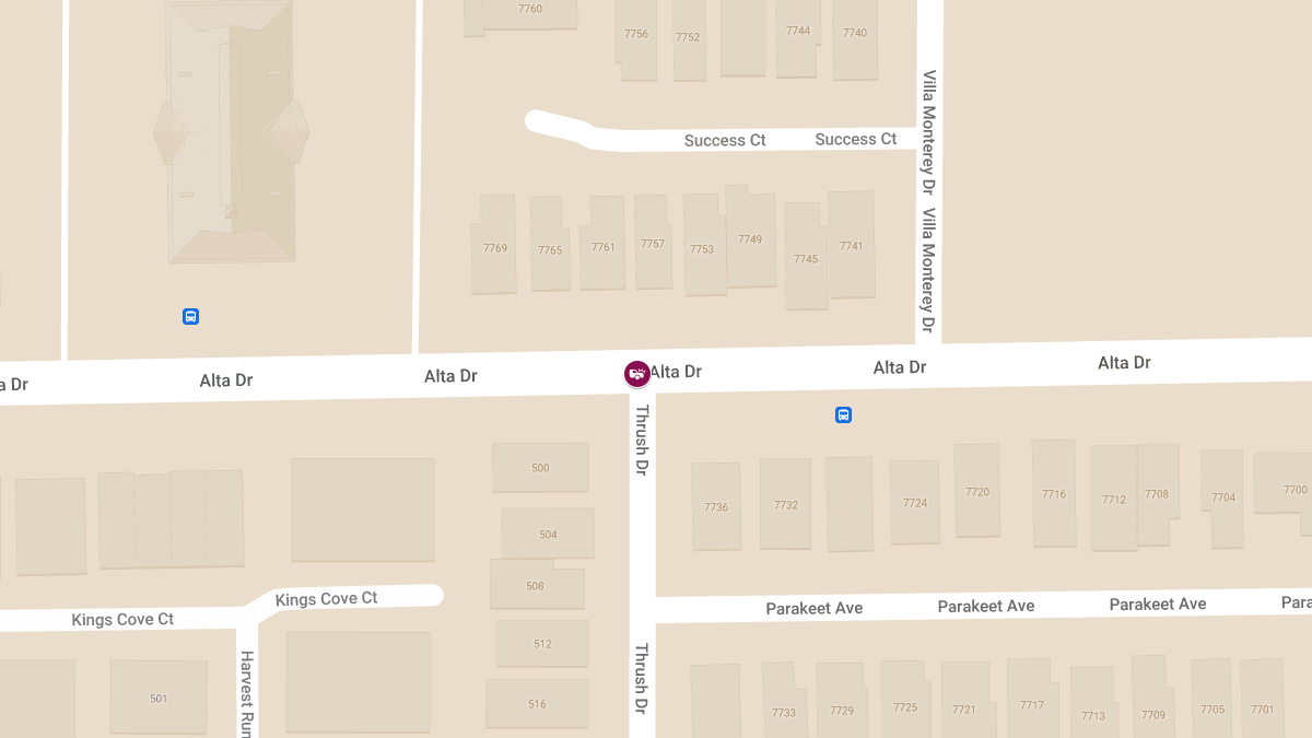 Injuries Reported in Crash at Alta Dr & Thrush Dr