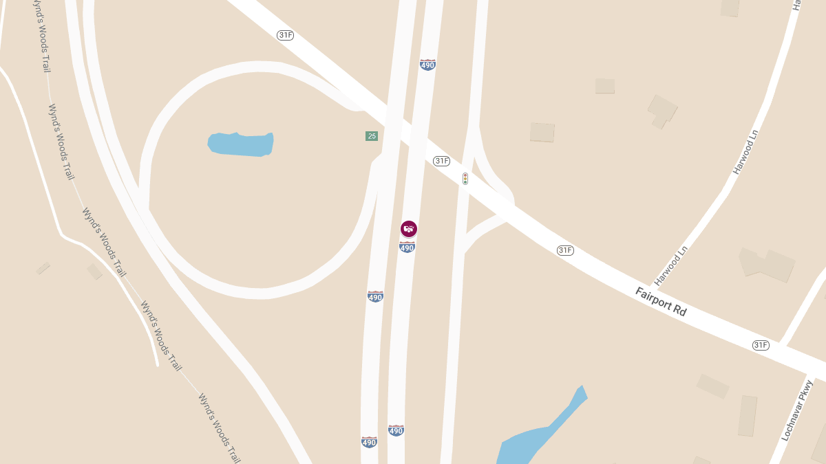 Injuries Reported in Crash on I-490 WB at Exit 25