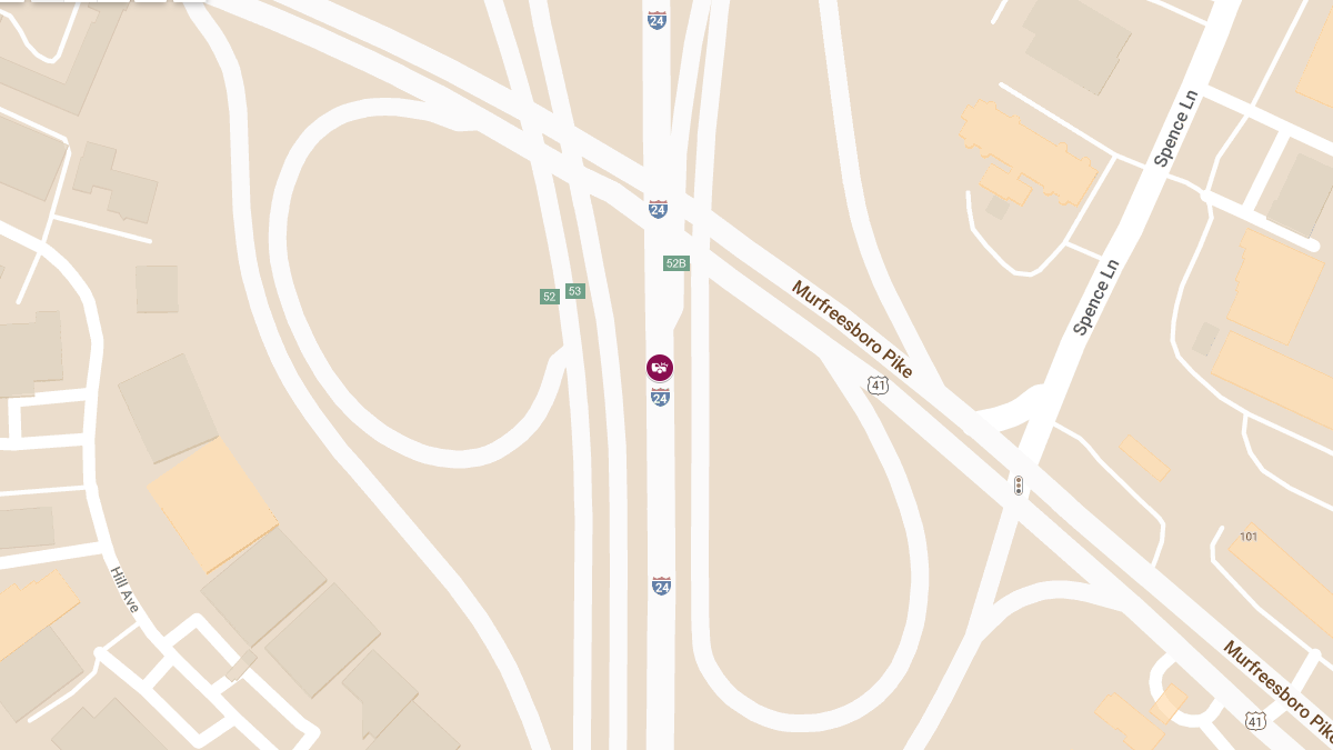 Injuries in Crash at Exit 52 I-24 E, Murfreesboro Pike Exit