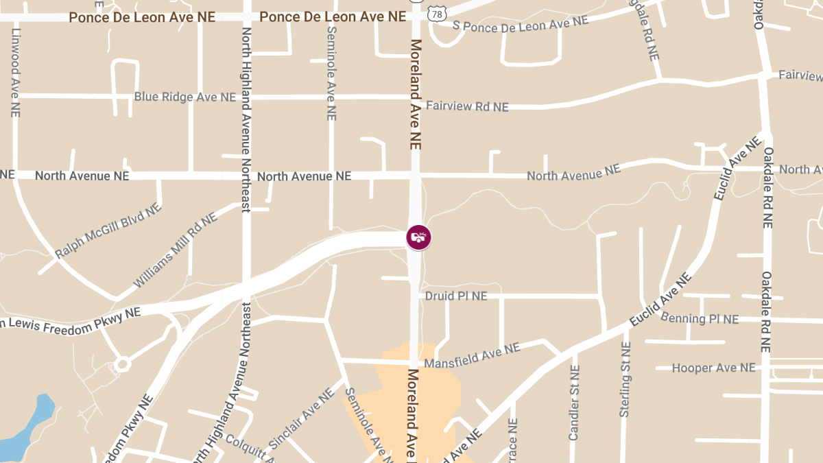 Injuries in Crash at Freedom Pkwy NE & Moreland Ave NE