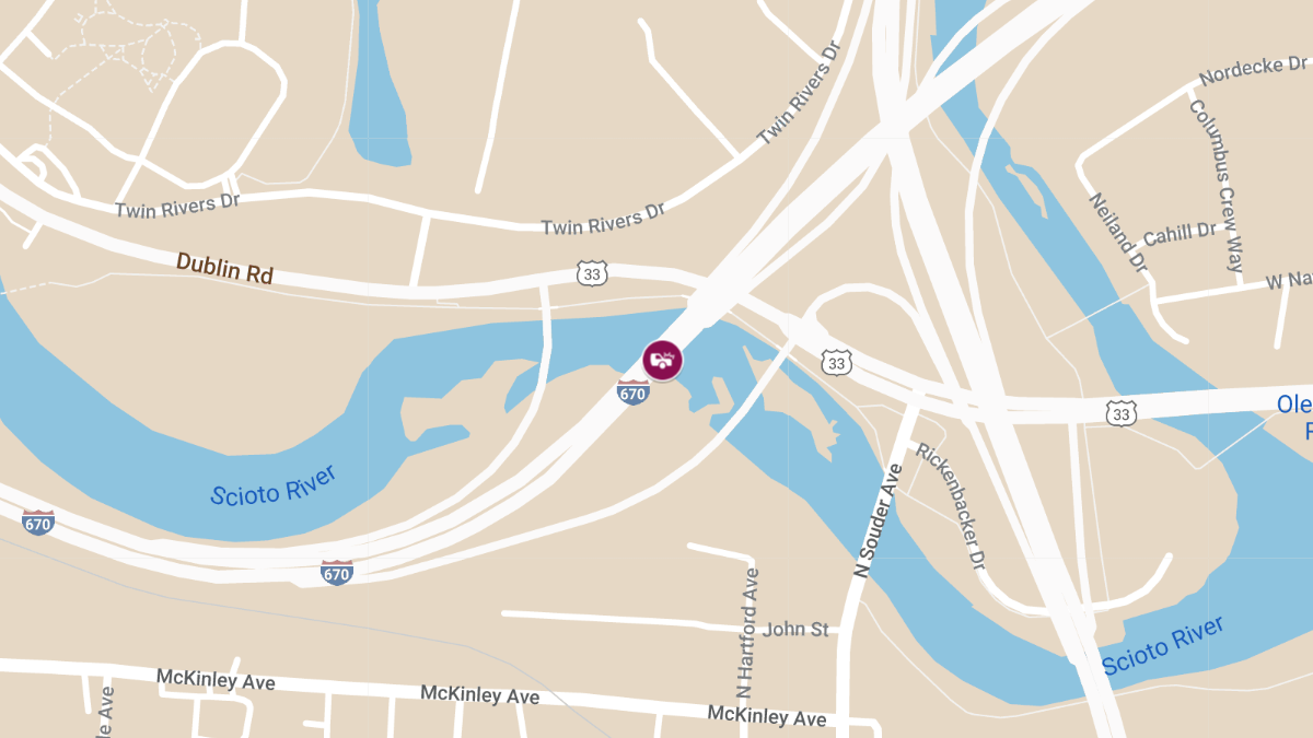 Injury Accident Blocks Lanes of I-670 West near Dublin Rd