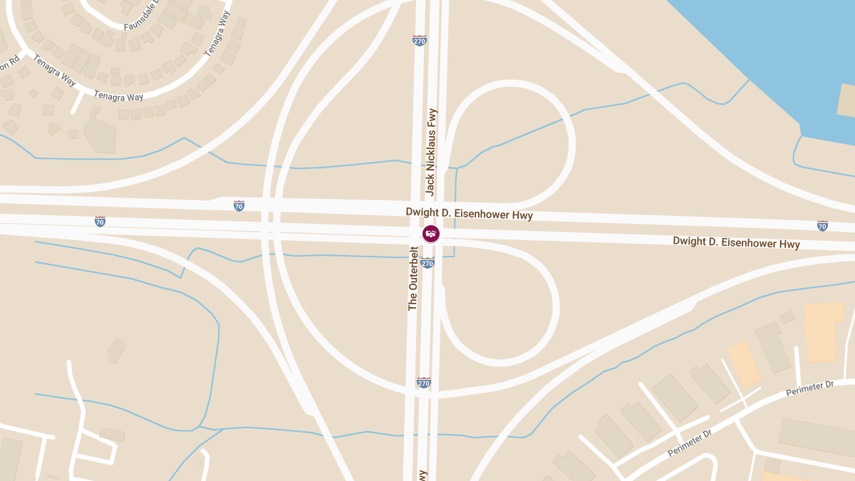 Injury Accident Blocks Left Exit Lane of I-70 East to I-270