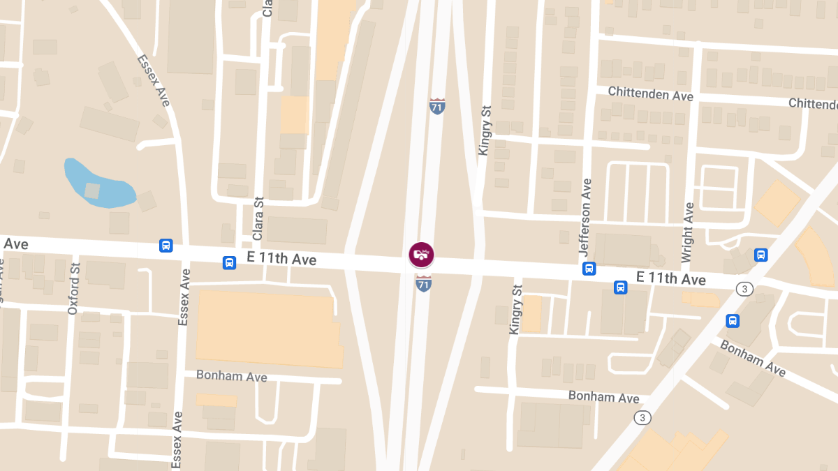 Injury Accident Blocks Two Lanes on I-71 SB at 11th Ave