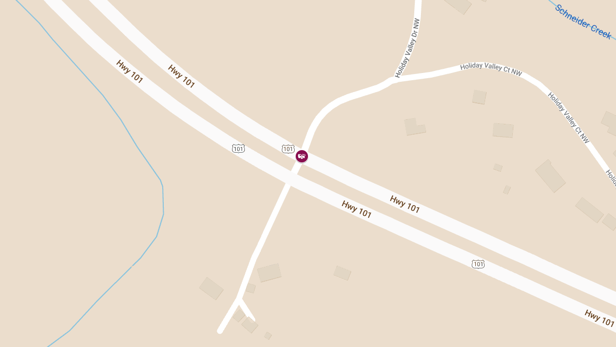 Injury Accident Reported on US 101 at Holiday Valley Ct