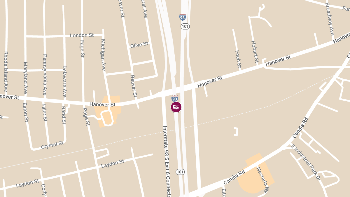 Injury Accident at I-93 On/Off Ramp Connector at Candia Rd & Hanover St