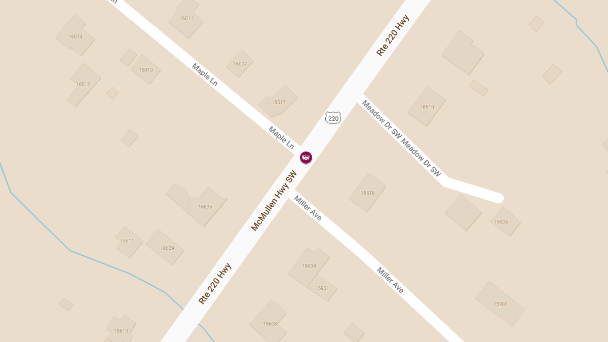 Injury Accident at Maple Ln and McMullen Hwy