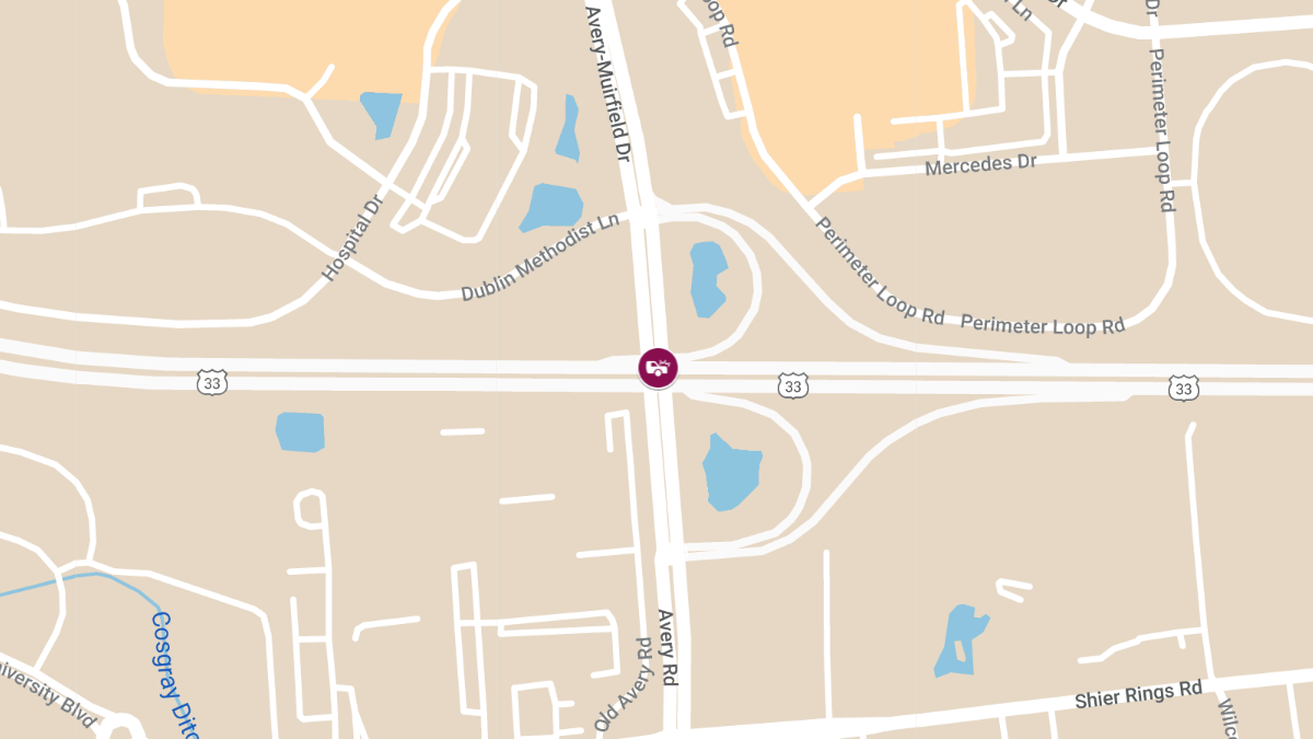 Injury Accident on US 33 West Near Avery Rd-Muirfield Dr Exit Blocks Lanes