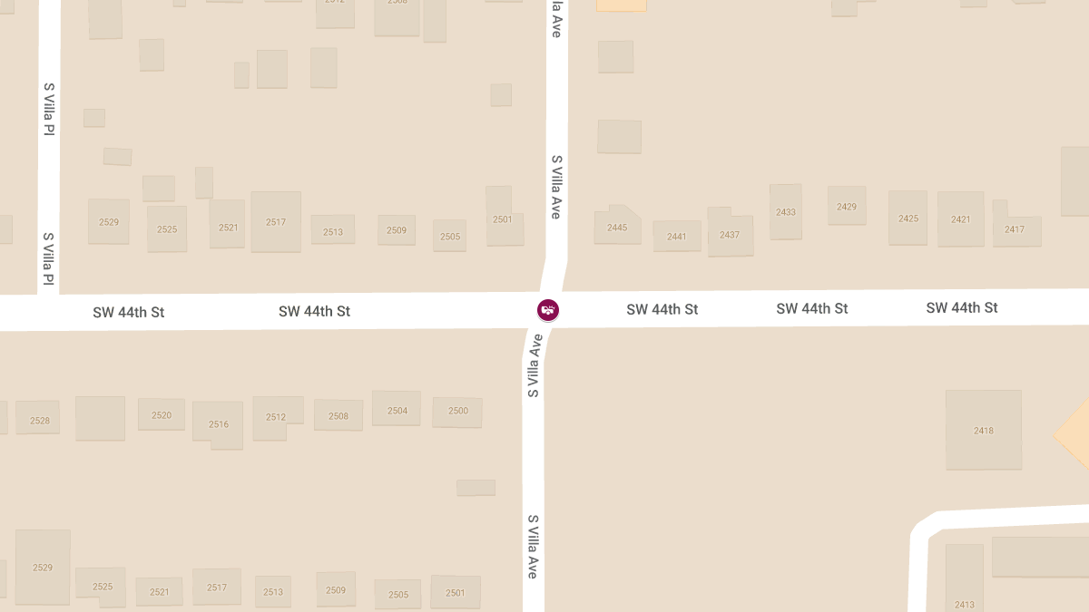 Injury Accident on Villa Ave SB at SW 44th St