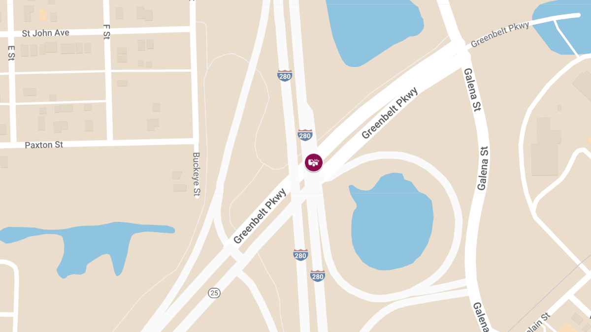 Injury Collision at Greenbelt Pkwy & I-280 S