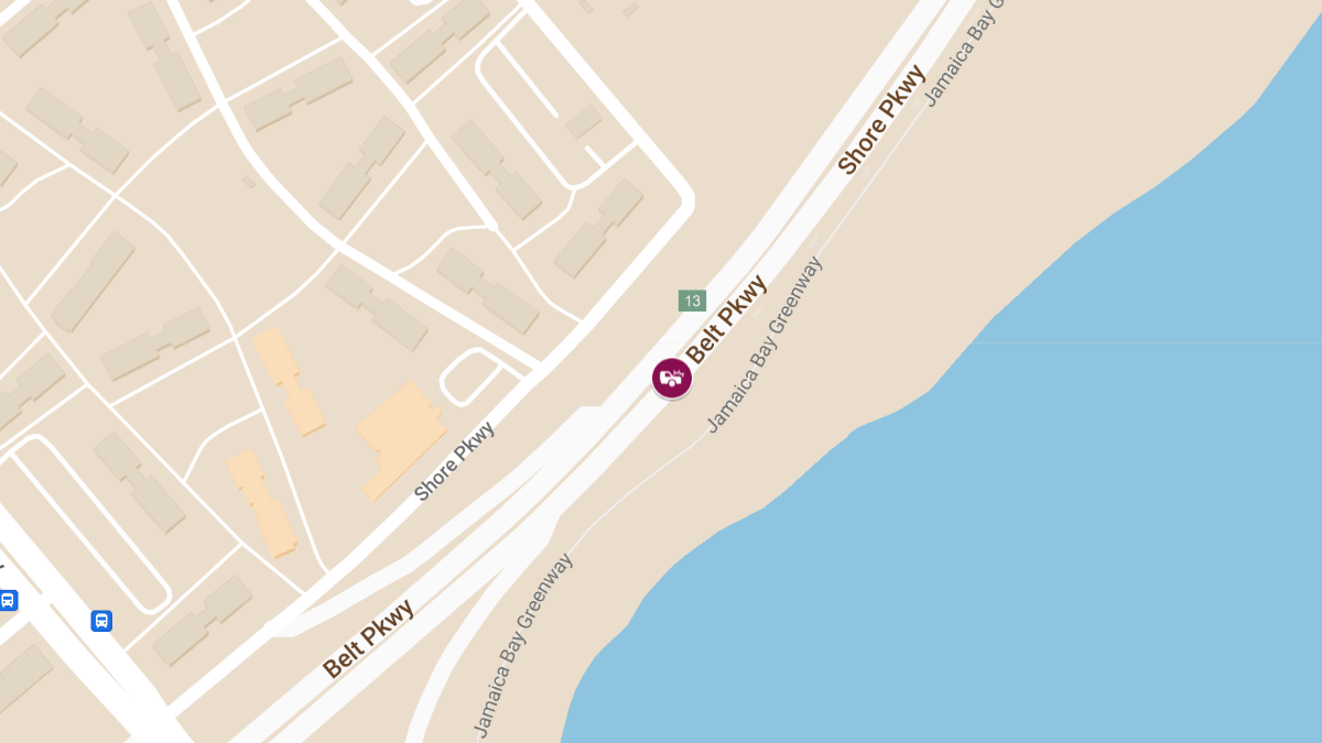 Injury Collision on Belt Pkwy W at Exit 21A