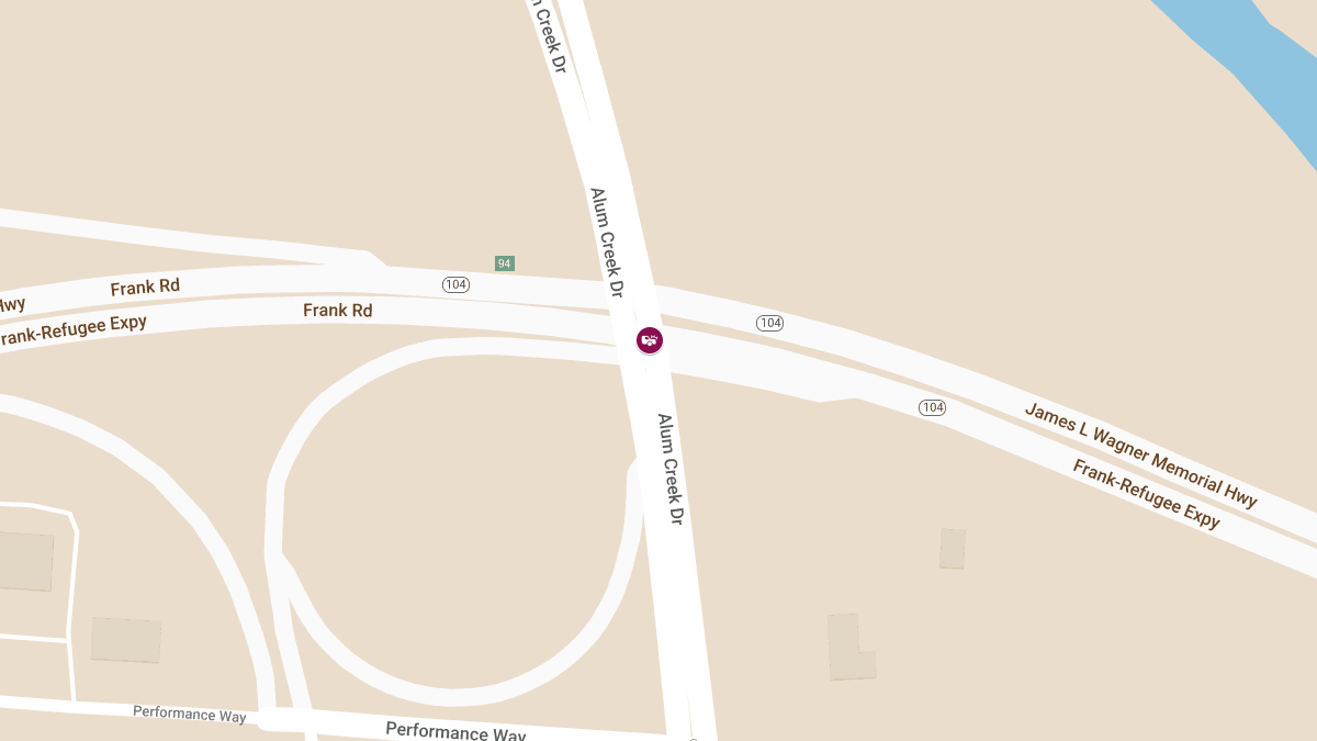 Injury Collision on OH-104 Eastbound at Alum Creek Dr