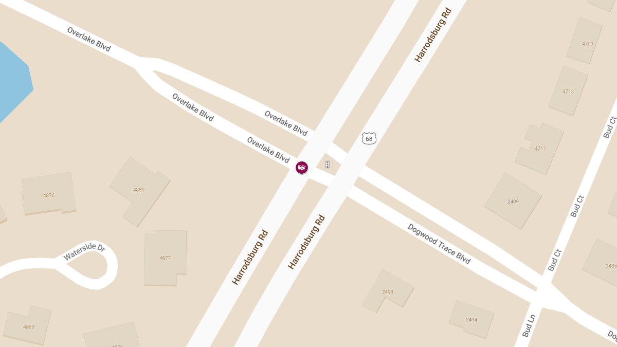 Injury Collision on Outbound Harrodsburg Rd at Overlake Blvd