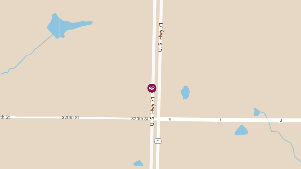 Injury Collision on US-71 at RT-U Near Arkoe