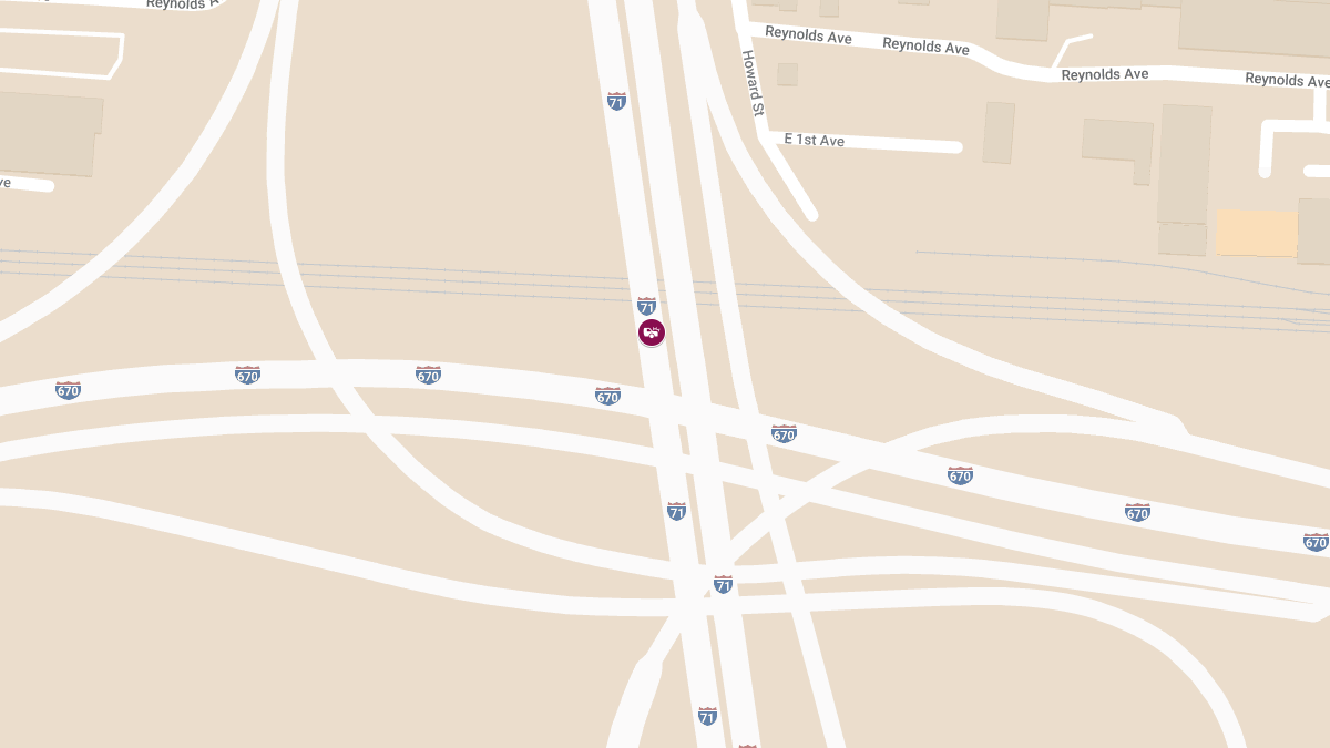 Injury Crash Blocks All Lanes on I-71 N After I-670